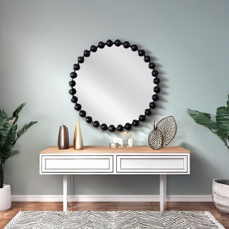 Artekko Dia Μαύρος Μεταλλικός Στρογγυλός Καθρέπτης Τοίχου (68x4.5x68)cm