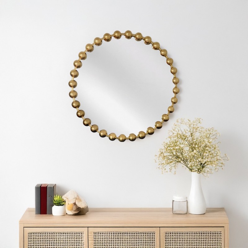 Artekko Dia Χρυσός Μεταλλικός Στρογγυλός Καθρέπτης Τοίχου (68x4.5x68)cm