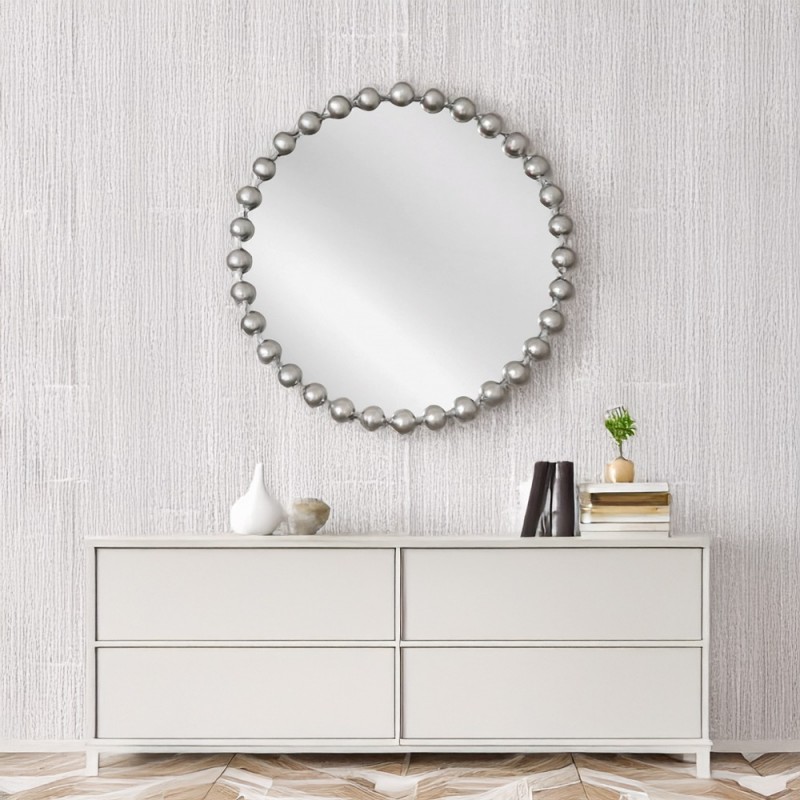 Artekko Dia Ασημί Μεταλλικός Στρογγυλός Καθρέπτης Τοίχου (68x4.5x68)cm