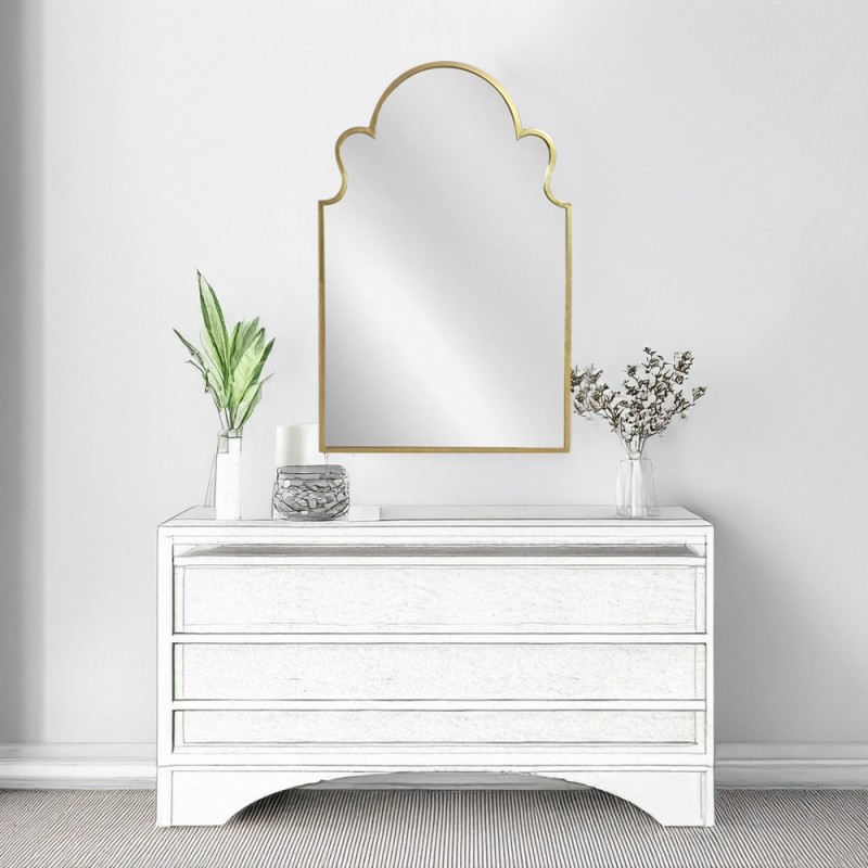 Artekko Dia Χρυσός Μεταλλικός Καθρέπτης Τοίχου (58x2.5x90)cm