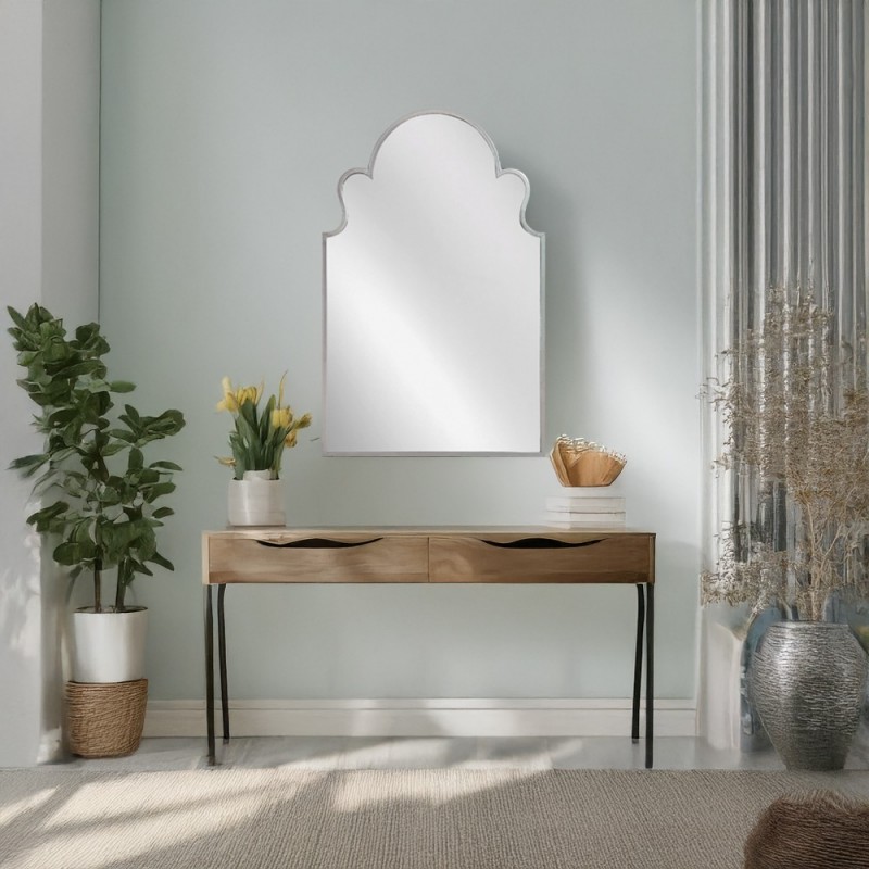 Artekko Dia Ασημί Μεταλλικός Καθρέπτης Τοίχου (58x2.5x90)cm