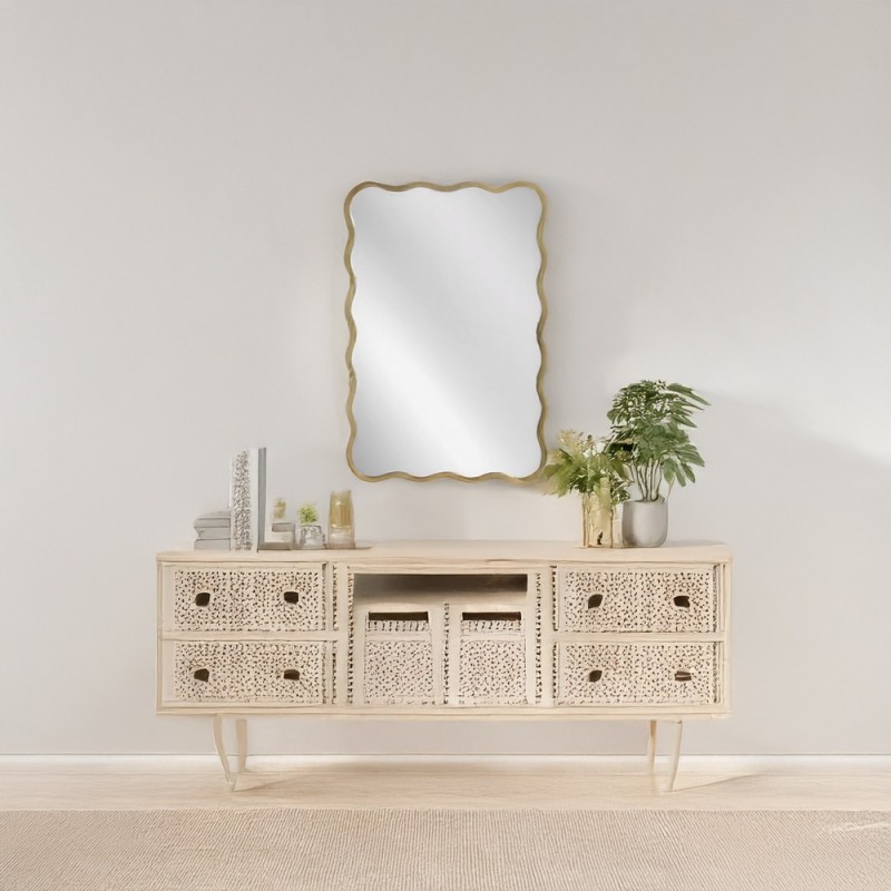 Artekko Dia Χρυσός Μεταλλικός Καθρέπτης Τοίχου (61x2.5x91)cm