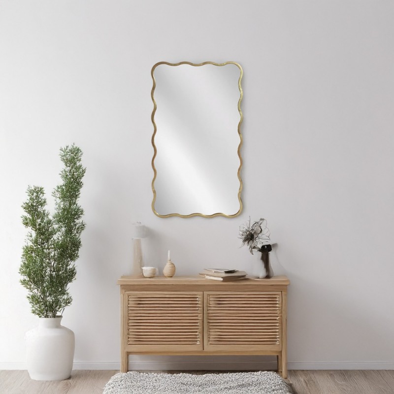 Artekko Dia Χρυσός Μεταλλικός Καθρέπτης Τοίχου (61x2.5x110)cm