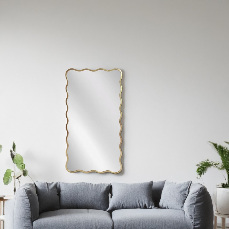 Artekko Dia Χρυσός Μεταλλικός Καθρέπτης Τοίχου (70x2.5x130)cm