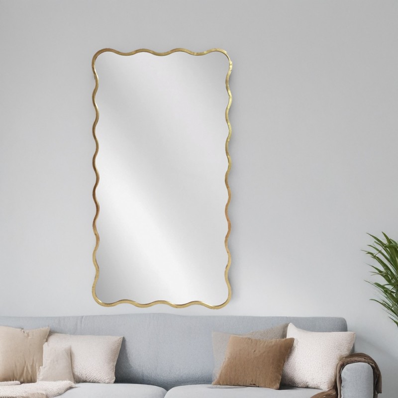 Artekko Dia Χρυσός Μεταλλικός Καθρέπτης Τοίχου (75x2.5x160)cm