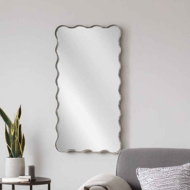 Artekko Dia Ασημί Μεταλλικός Καθρέπτης Τοίχου (75x2.5x160)cm