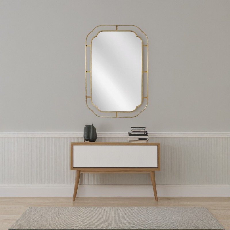 Artekko Dia Χρυσός Μεταλλικός Καθρέπτης Τοίχου (60x2x90)cm