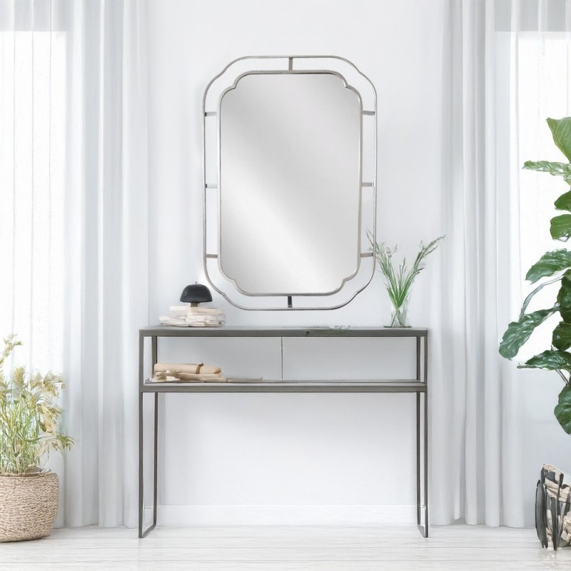 Artekko Dia Ασημί Μεταλλικός Καθρέπτης Τοίχου (60x2x90)cm