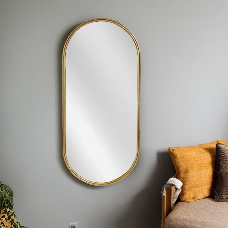 Artekko Dia Χρυσός Μεταλλικός Καθρέπτης Τοίχου (60x3x130)cm