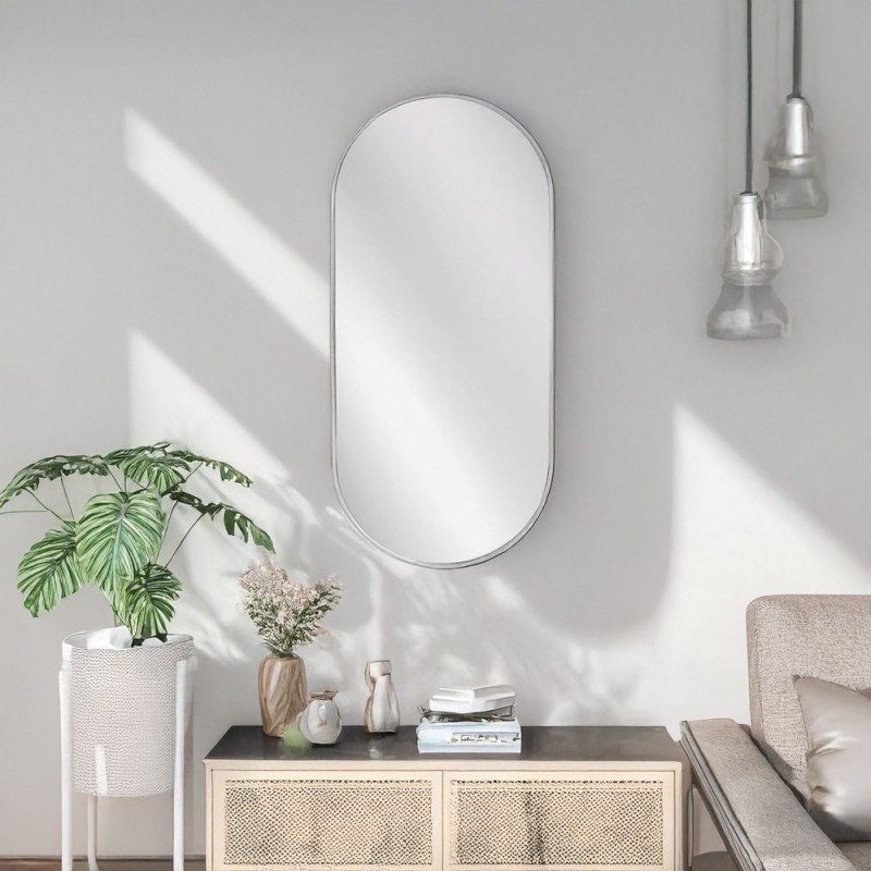 Artekko Dia Ασημί Μεταλλικός Καθρέπτης Τοίχου (60x3x130)cm