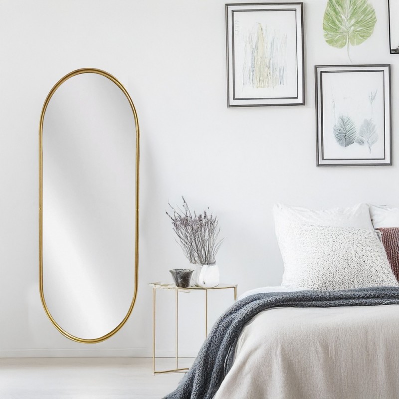 Artekko Dia Χρυσός Μεταλλικός Καθρέπτης Τοίχου (50x1.5x160)cm