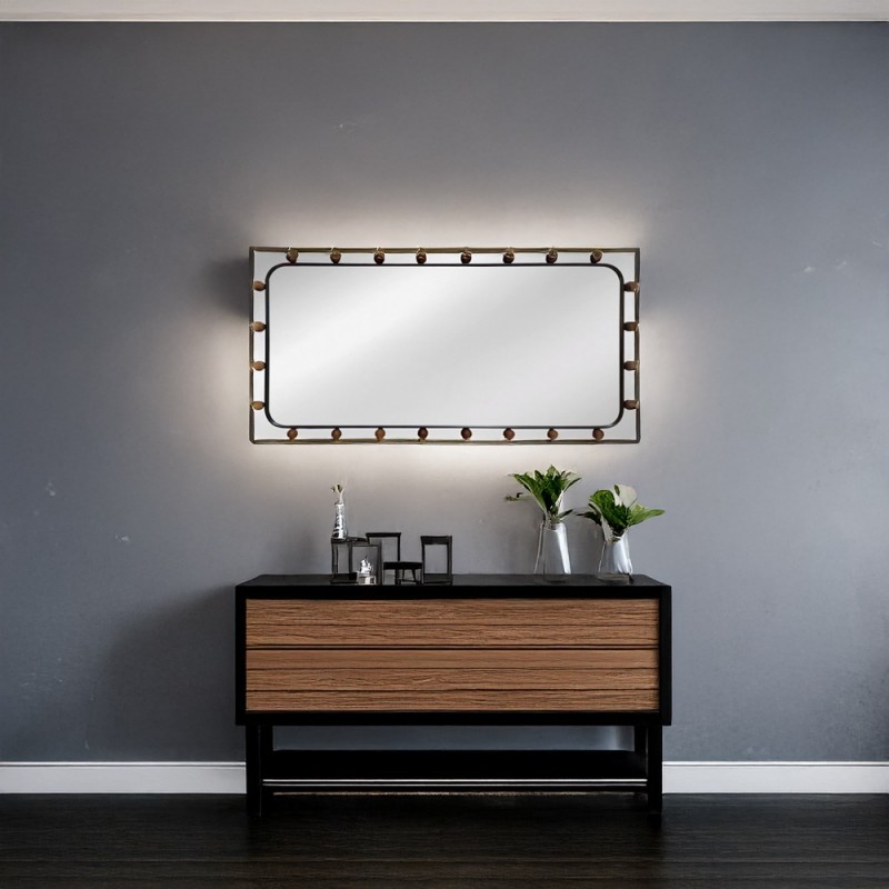 Artekko Dia Οριζόντιος Μαύρος Μεταλλικός Καθρέπτης Τοίχου (60x3x110)cm