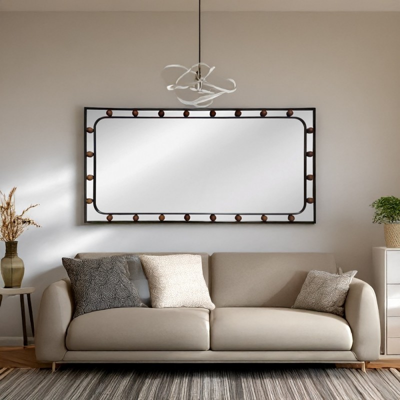 Artekko Dia Οριζόντιος Μαύρος Μεταλλικός Καθρέπτης Τοίχου (60x3x92)cm