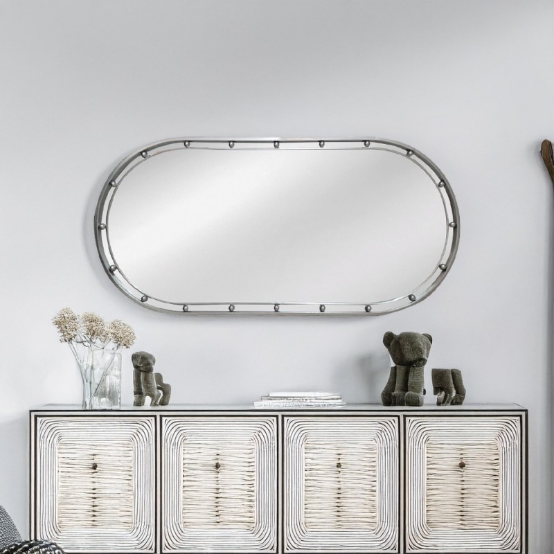 Artekko Dia Ασημί Μεταλλικός Καθρέπτης Τοίχου (50x3.5x100)cm