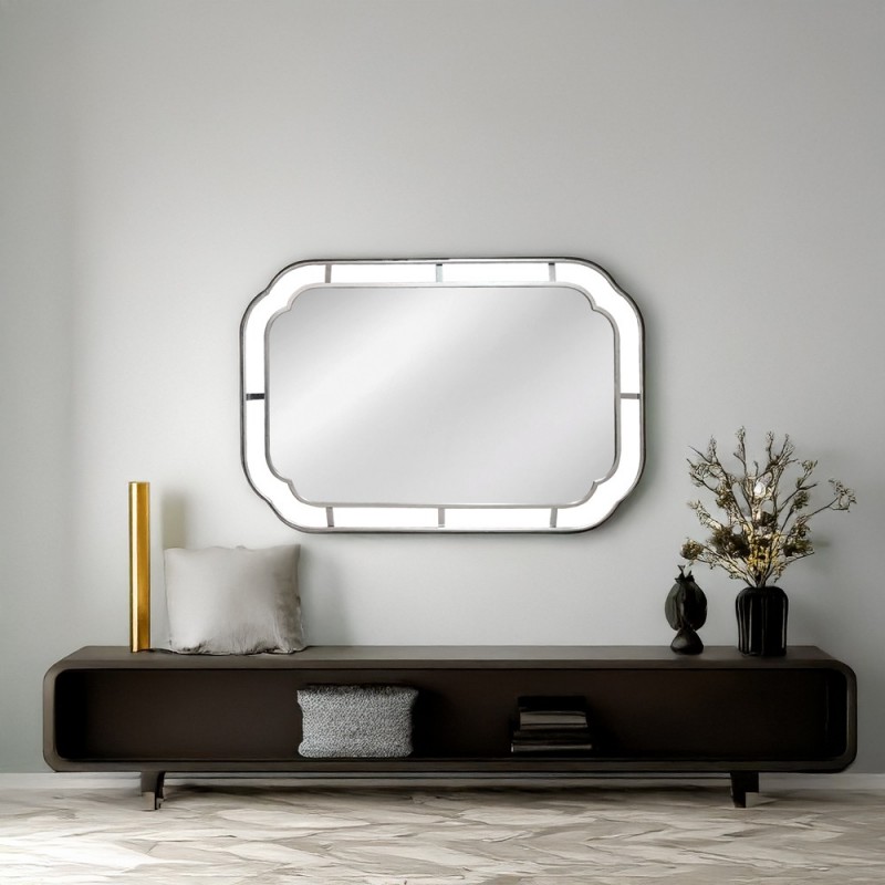 Artekko Dia Ασημί Μεταλλικός Καθρέπτης Τοίχου (60x2x90)cm