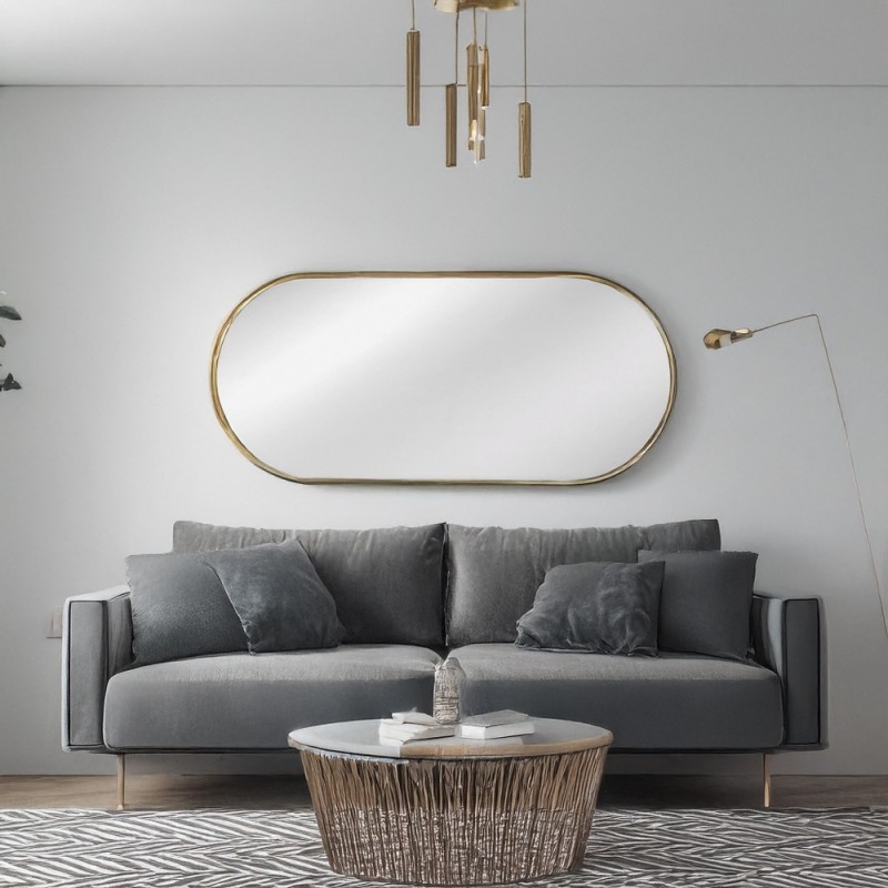 Artekko Dia Χρυσός Μεταλλικός Καθρέπτης Τοίχου (60x3x130)cm