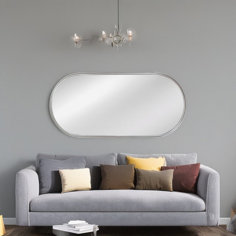 Artekko Dia Ασημί Μεταλλικός Καθρέπτης Τοίχου (60x3x130)cm