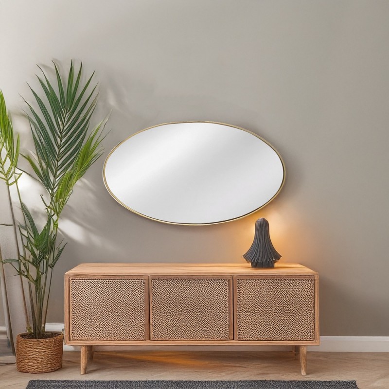 Artekko Dia Χρυσός Μεταλλικός Καθρέπτης Τοίχου (40x1.5x68)cm