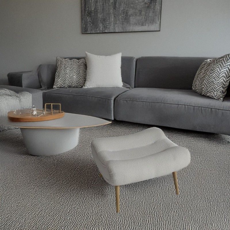 Artekko Cloud Λευκό Υφασμάτινο Μπουκλέ Υποπόδιο Σκαμπό (68x58x40)cm