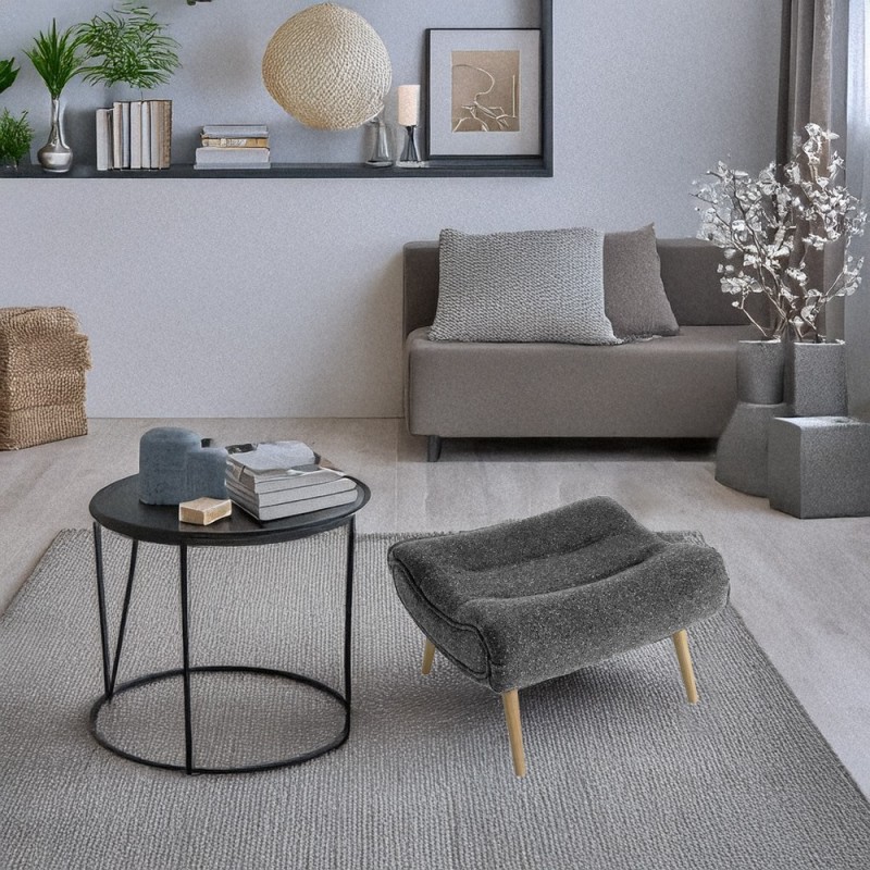 Artekko Cloud Σκούρο Γκρι Υφασμάτινο Μπουκλέ Υποπόδιο Σκαμπό (68x58x40)cm