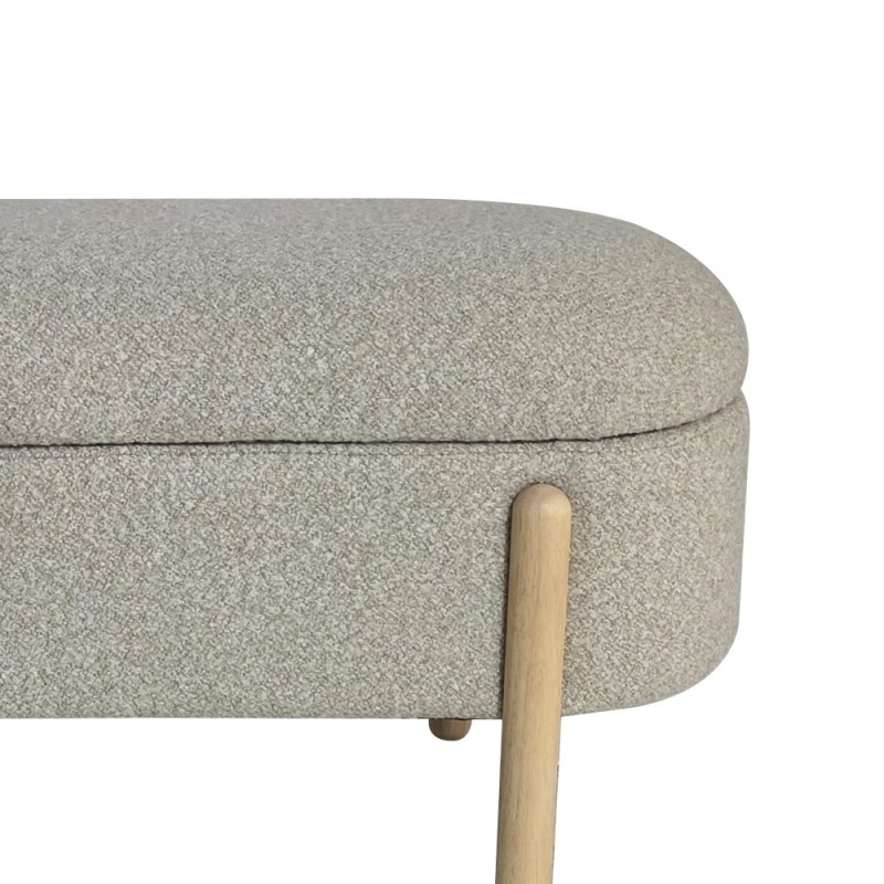 Artekko Cloud Μπεζ Υφασμάτινο Μπουκλέ Σκαμπό Ταμπουρέ με Αποθηκευτικό Χώρο (108x41x48)cm