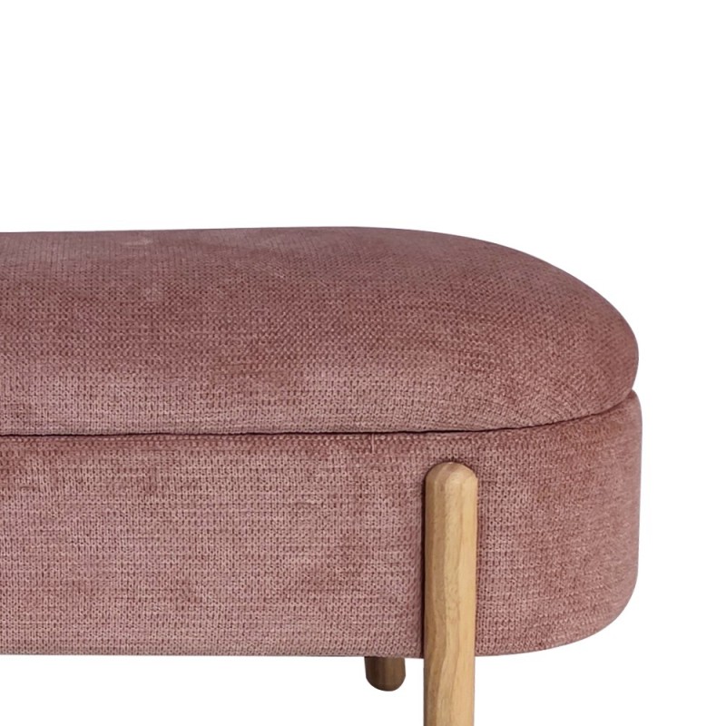 Artekko Cloud Ροζ Υφασμάτινο Σκαμπό Ταμπουρέ με Αποθηκευτικό Χώρο (108x41x48)cm