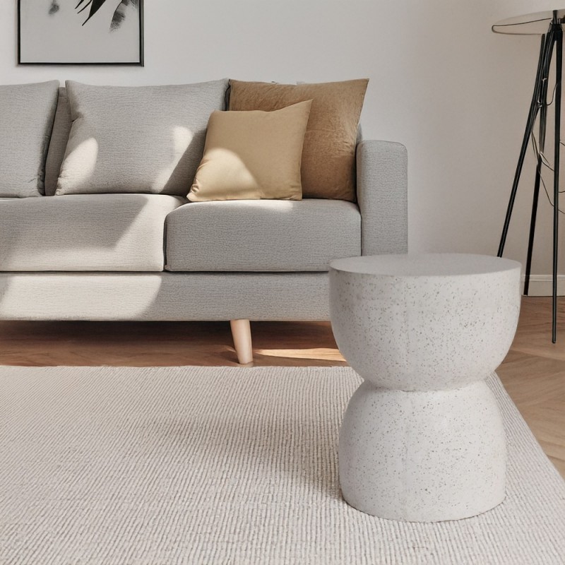 Artekko Solid Λευκό Βοηθητικό Τραπέζι από Terrazzo (39x39x50)cm