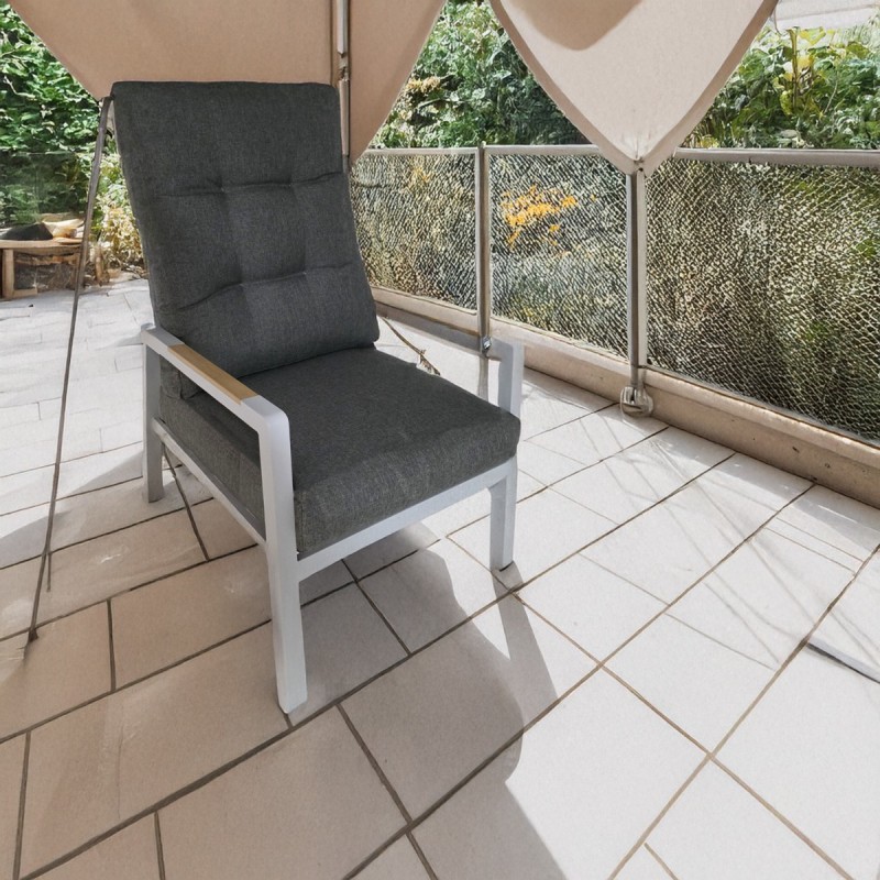 Artekko Alu Ανακλινόμενη Πολυθρόνα με Γκρι Σκελετό Αλουμινίου και Γκρι Μαξιλάρια (60x87x103)cm