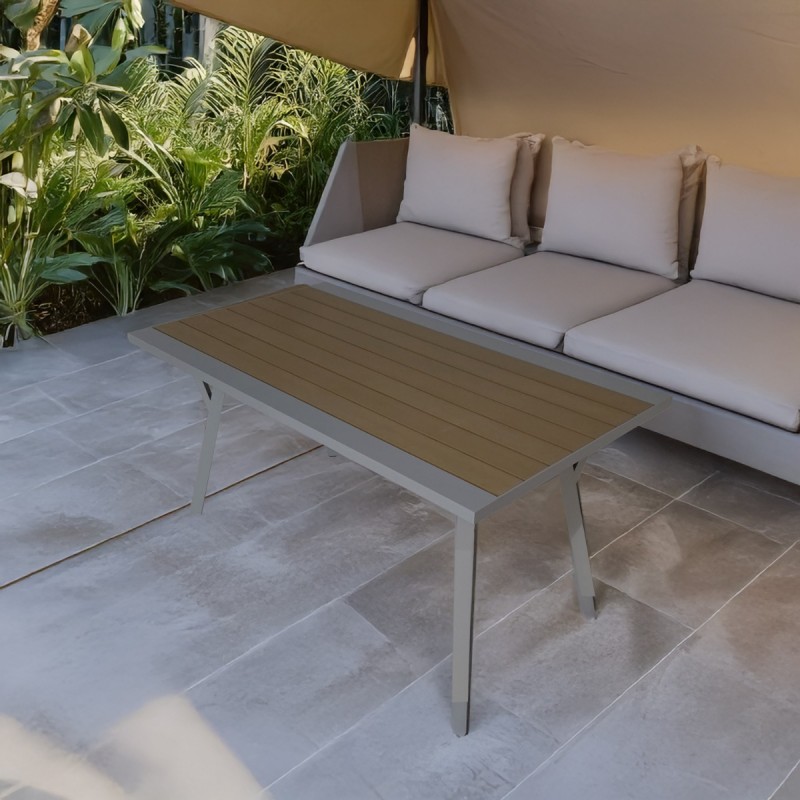 Artekko Alu Τραπέζι με Γκρι Σκελετό Αλουμινίου και Καφέ Polywood Επιφάνεια (60x87x103)cm