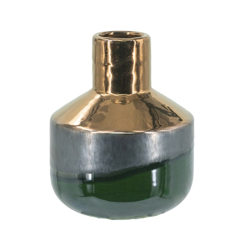 Artekko Electric Κεραμικό Βάζο σε Πράσινο με Μπρονζέ (15.5x15.5x20)cm