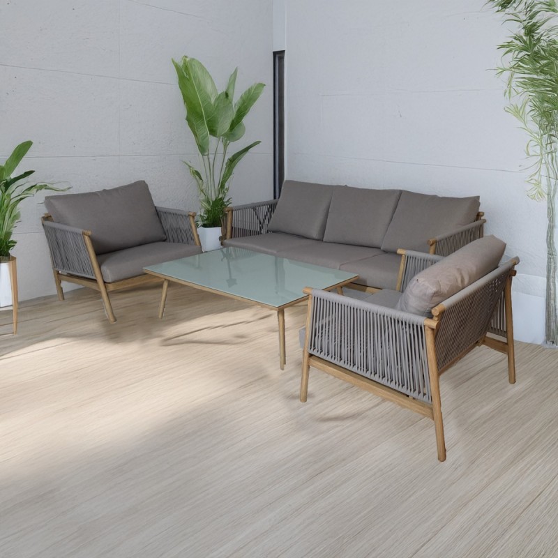 Artekko Alu Σετ Κήπου 4 Τεμαχίων Τριθέσιος Καναπές 2x Πολυθρόνες και Τραπέζι