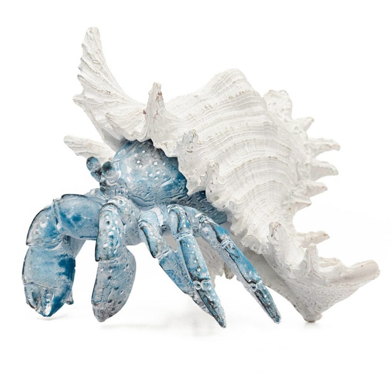 Artekko Animal Μπλε Επιτραπέζιο Διακοσμητικό Καβούρι σε Λευκό Κοχύλι από Ρητίνη (23.5x23.5x17.8)cm