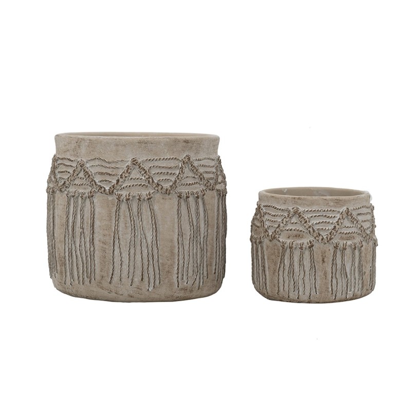 Artekko Cement Μπεζ Τσιμεντένια Κασπώ (19.5x19.5x17)cm 2pcs