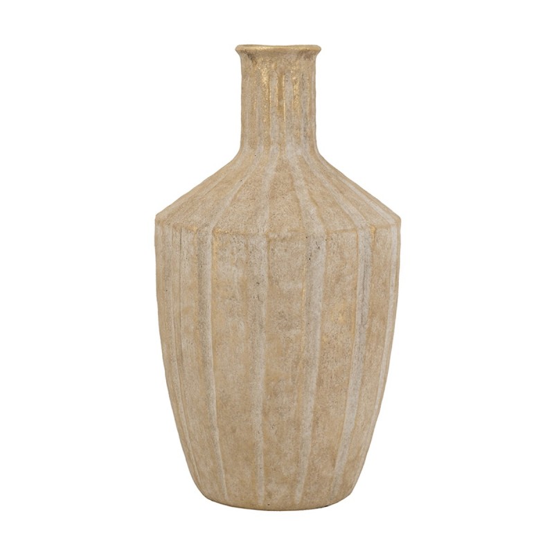Artekko Candia Μπεζ Βάζο από Τερακότα με Χρυσό Φινίρισμα (23x23x43.5)cm
