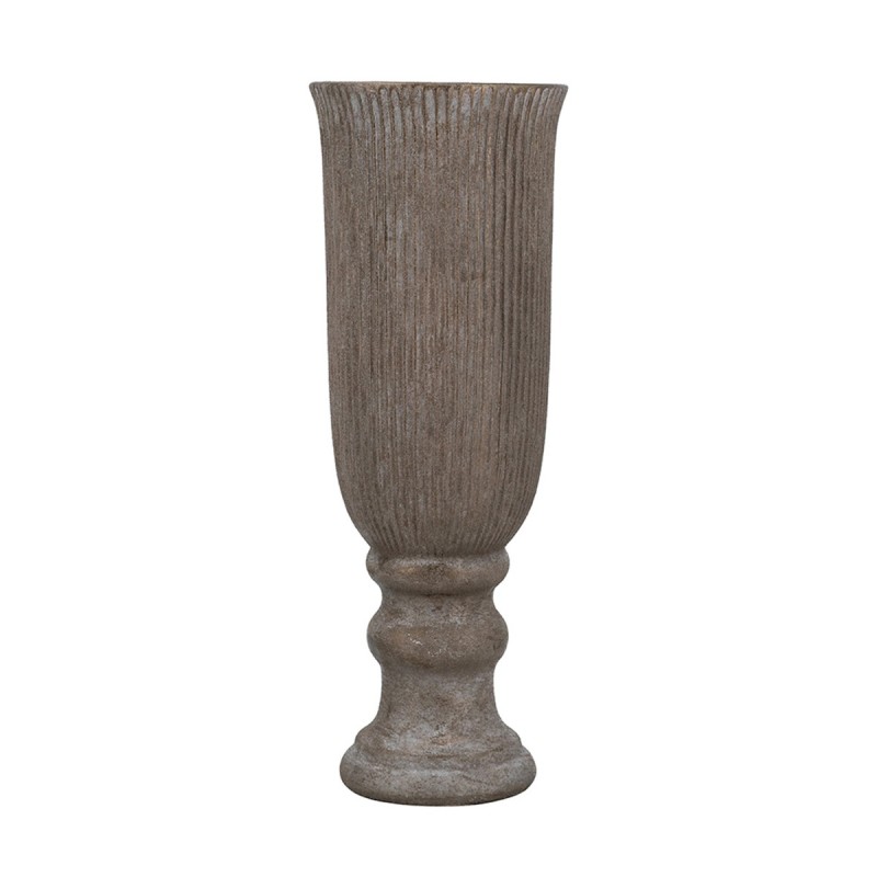 Artekko Candia Καφέ Βάζο από Τερακότα με Μπρονζέ Φινίρισμα (15.5x15.5x41.5)cm