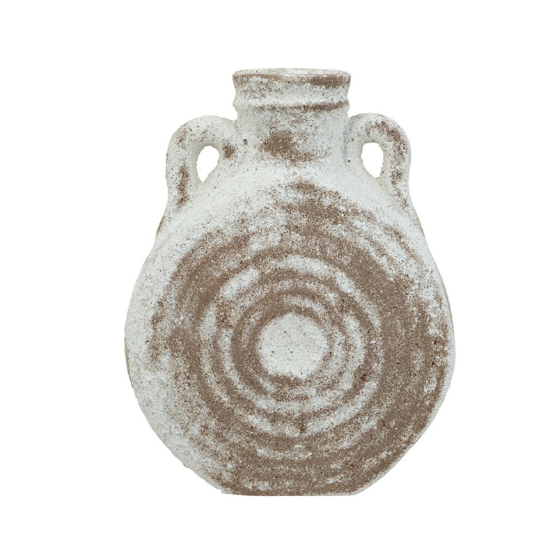 Artekko Antique Λευκό Κεραμικό Βάζο με Καφέ Λεπτομέρειες (15.5x7x19.5)cm