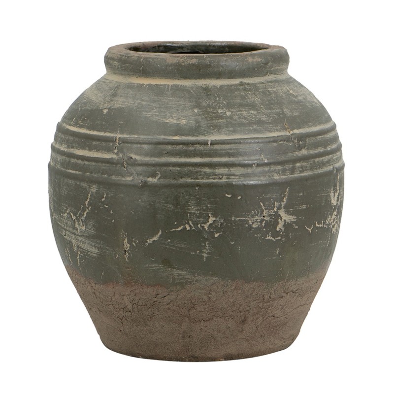 Artekko Antique Βάζο από Τερακότα σε Πράσινη με Μπεζ Αποχρώση (26x26x25)cm