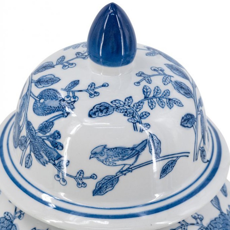 Artekko Melania Διακοσμητικό Δοχείο Βάζο με Καπάκι από Πορσελάνη σε Άσπρο και Μπλε (25.5x25.5x51)cm