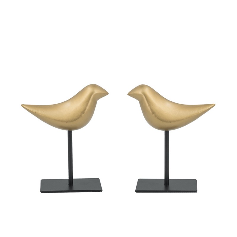 Artekko Animal Χρυσά Διακοσμητικά Επιτραπέζια Πουλιά Ρητίνης (16x6x20)cm 2pcs