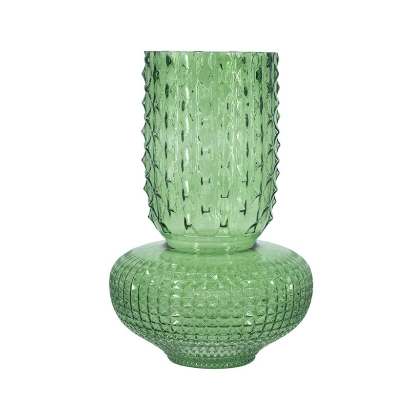 Artekko Glassy Πράσινο Γυάλινο Βάζο (21.5x21.5x32.6)cm