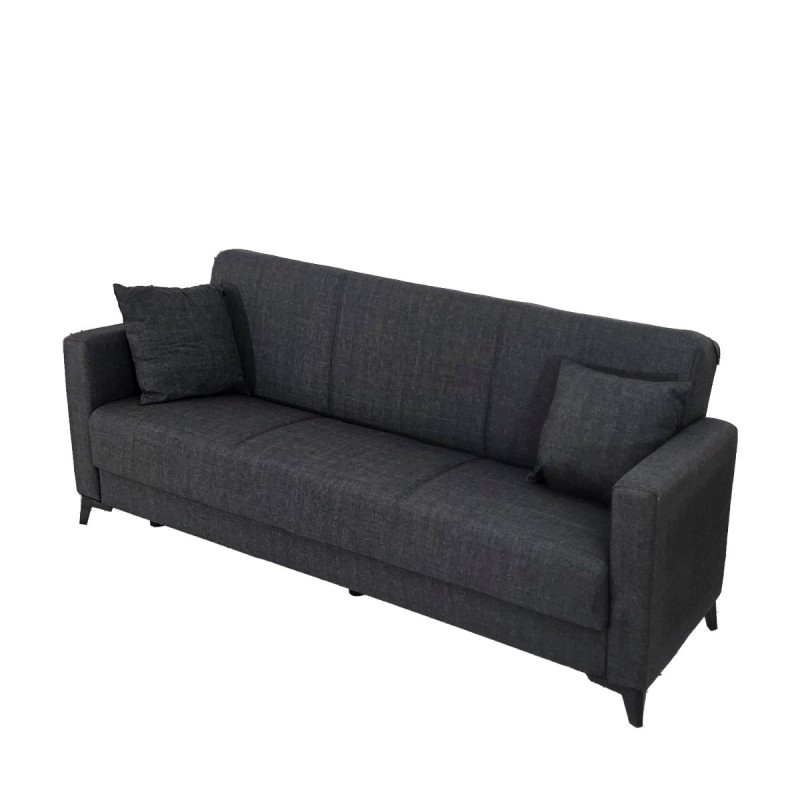 Artekko Pixie Γκρι Τριθέσιος Καναπές Κρεβάτι με Αποθηκευτικό Χώρο (205x80x85)cm Κρεβάτι (180x100x45)cm