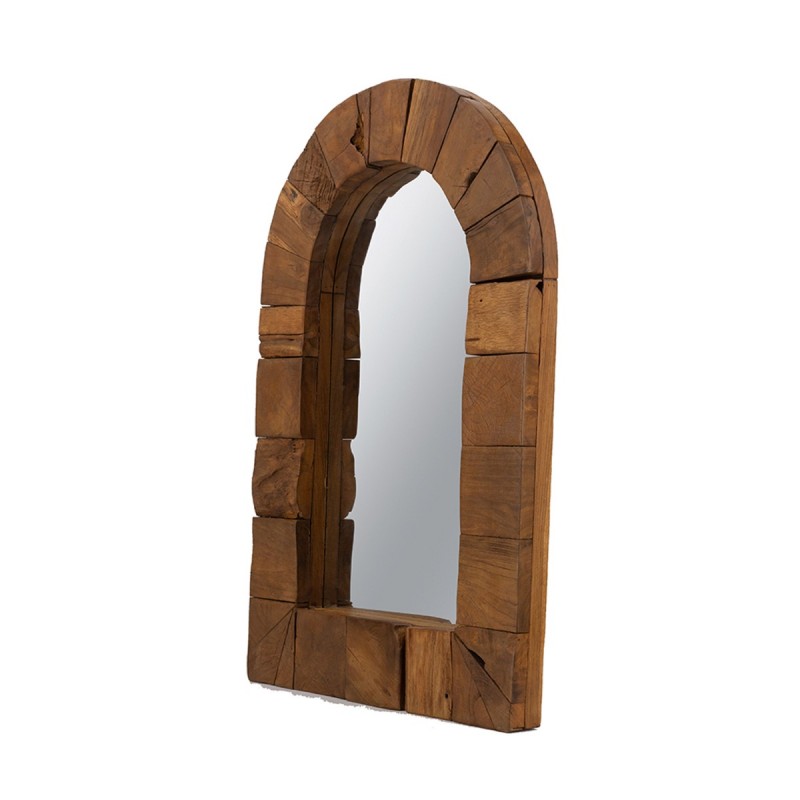 Artekko Woody Καφέ Καθρέπτης Τοίχου από Ξύλο Teak (60x90x6)cm