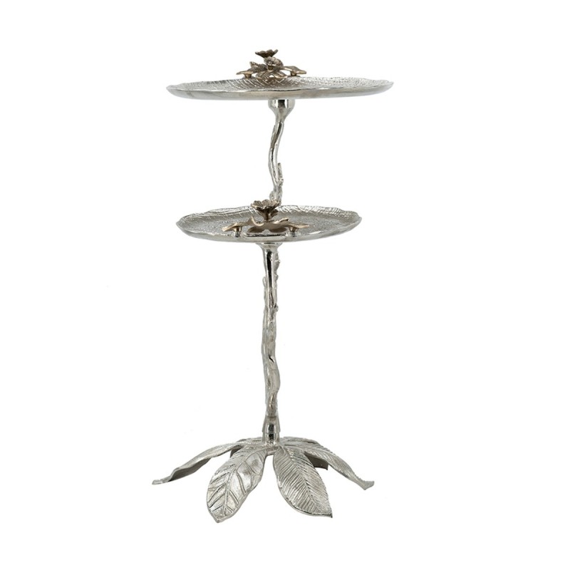 Artekko Branch Ασημί Μεταλλικό Βοηθητικό Τραπέζι (66x40.6x76.2)cm