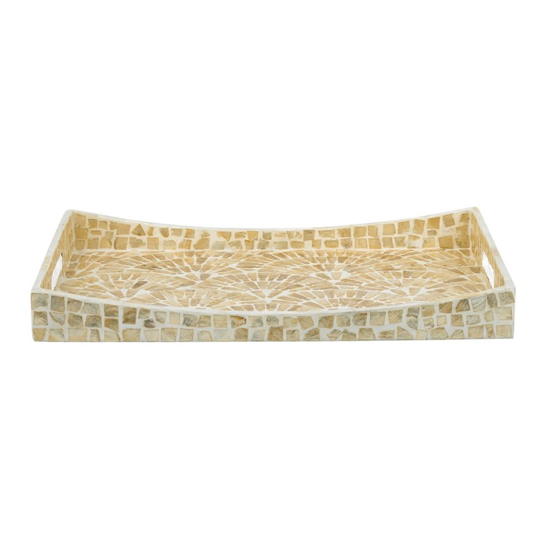 Artekko Ivory Εκρού Διακοσμητικός Δίσκος από MDF και Capiz (45x30x5)cm