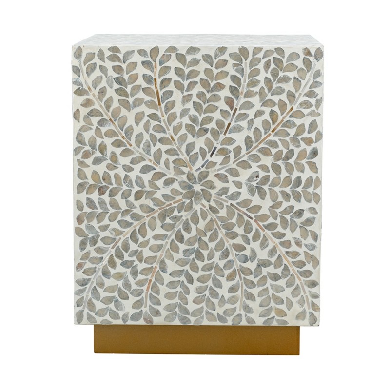 Artekko Ivory Γκρι Βοηθητικό Τραπέζι Σκαμπό από MDF και Capiz (35x35x45)cm