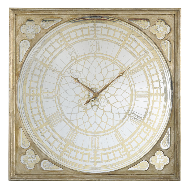 Artekko Clock Ρολόι Τοίχου MDF/Γυαλί Χρυσό (124.5x6.4x124.5)cm