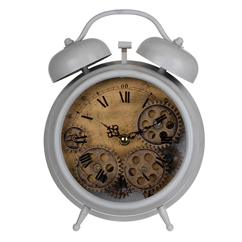 Artekko Hereford Μεταλλικό Λευκό Επιτραπέζιο Ρολόι (18x7x25)cm