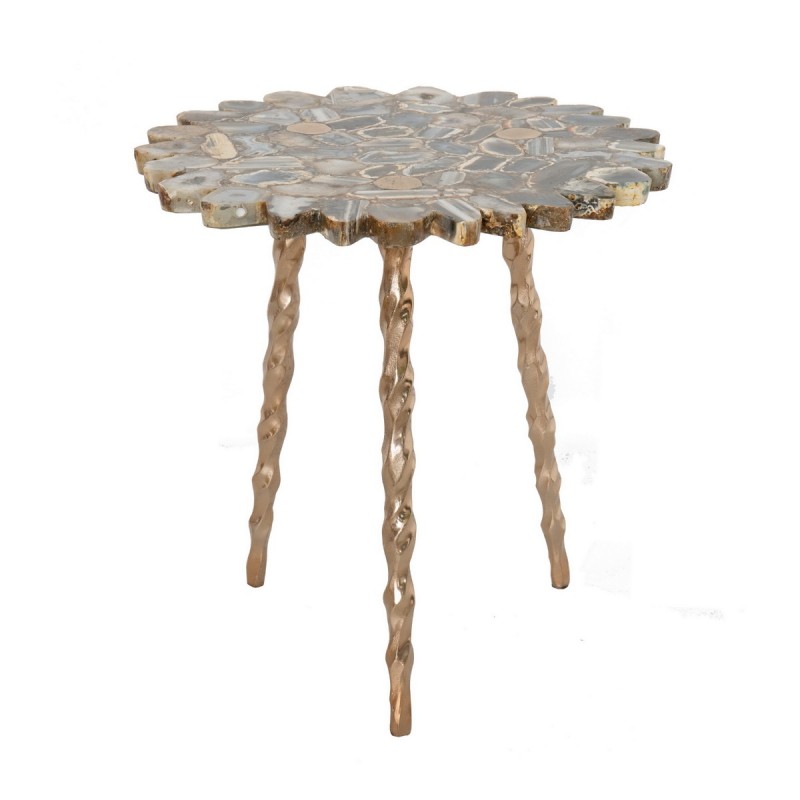 Artekko Agate Τραπέζι Βοηθητικό από Μαύρο Αχάτη και Μέταλλο (45.8x45.8x48.3)cm