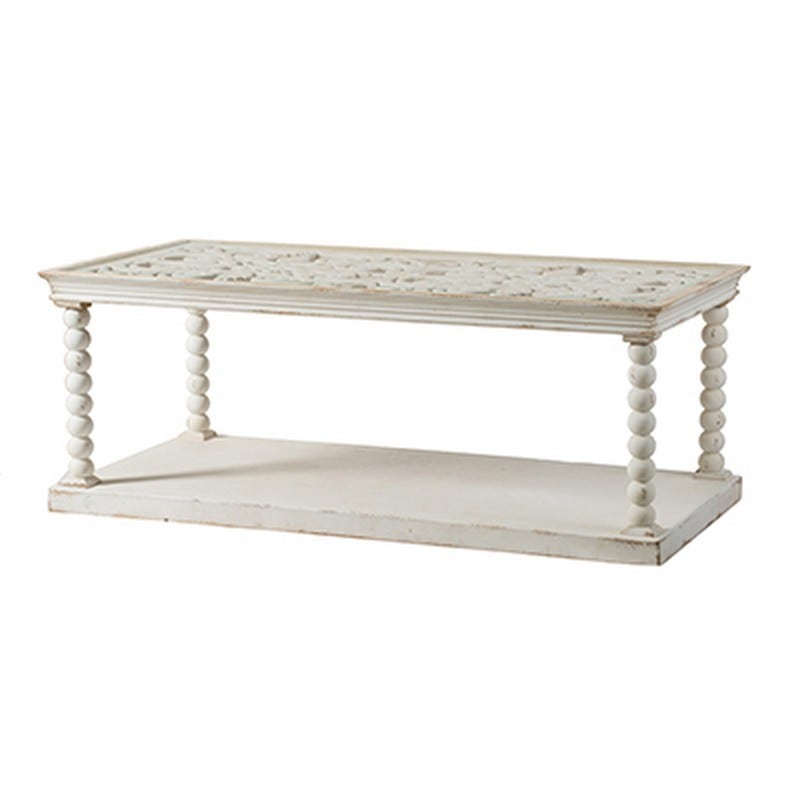 Τραπέζι σαλονιού ξύλινο με σκαλιστό καπάκι και γυαλί