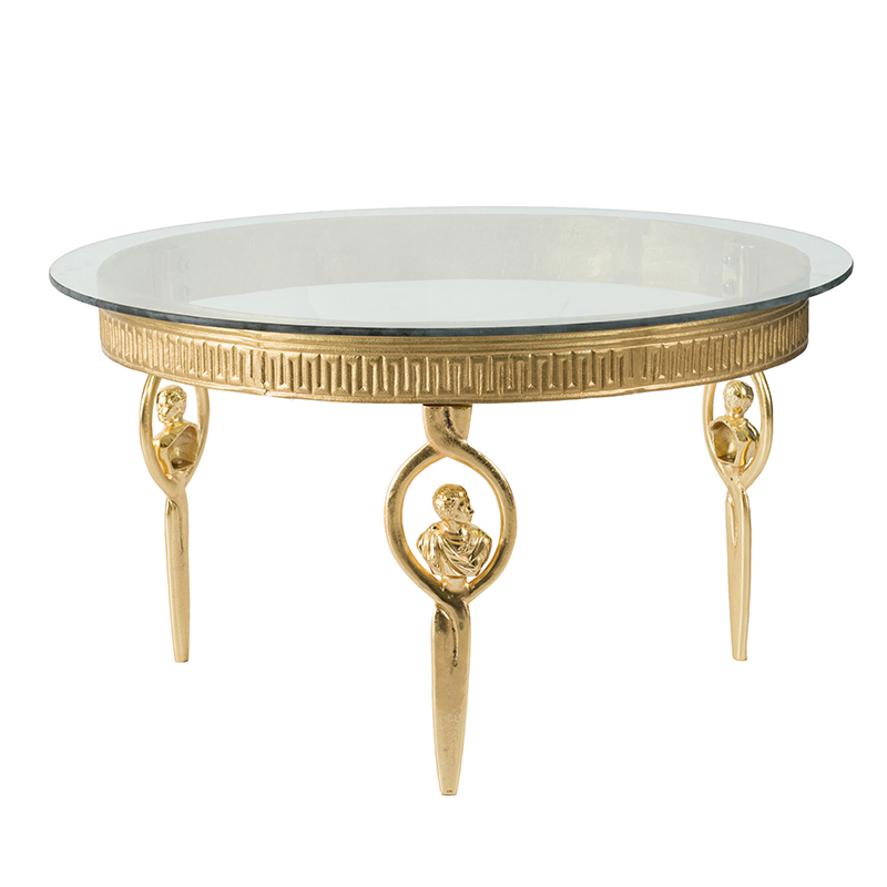 Τραπέζι σαλονιού χρυσό-γυαλί 